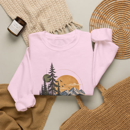 Sweatshirt, Crew Neck - Mountain Lake Sunset