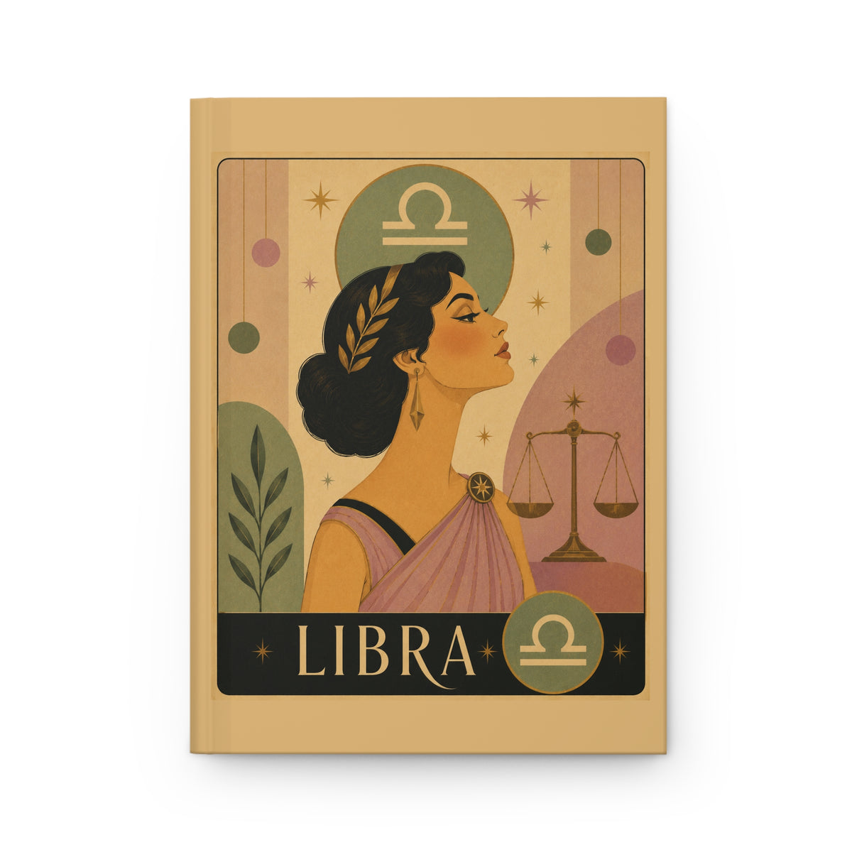 Journal Notebook, Hardcover Lined - Retro Libra Zodiac