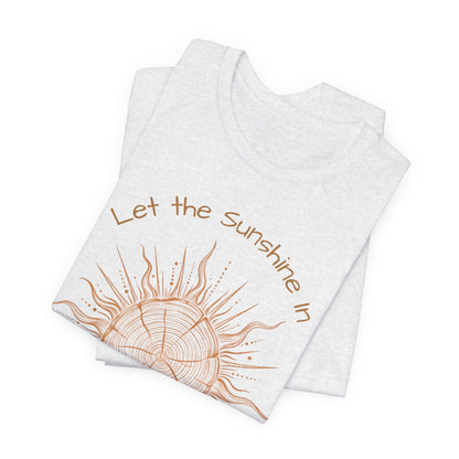 T-Shirt, Short Sleeve Boxy Crew Neck - Let the Sunshine In Sun Positive Vibes