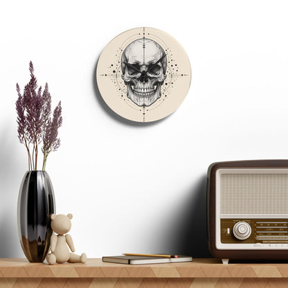 Clock, Wall Acrylic - Geometric Skull