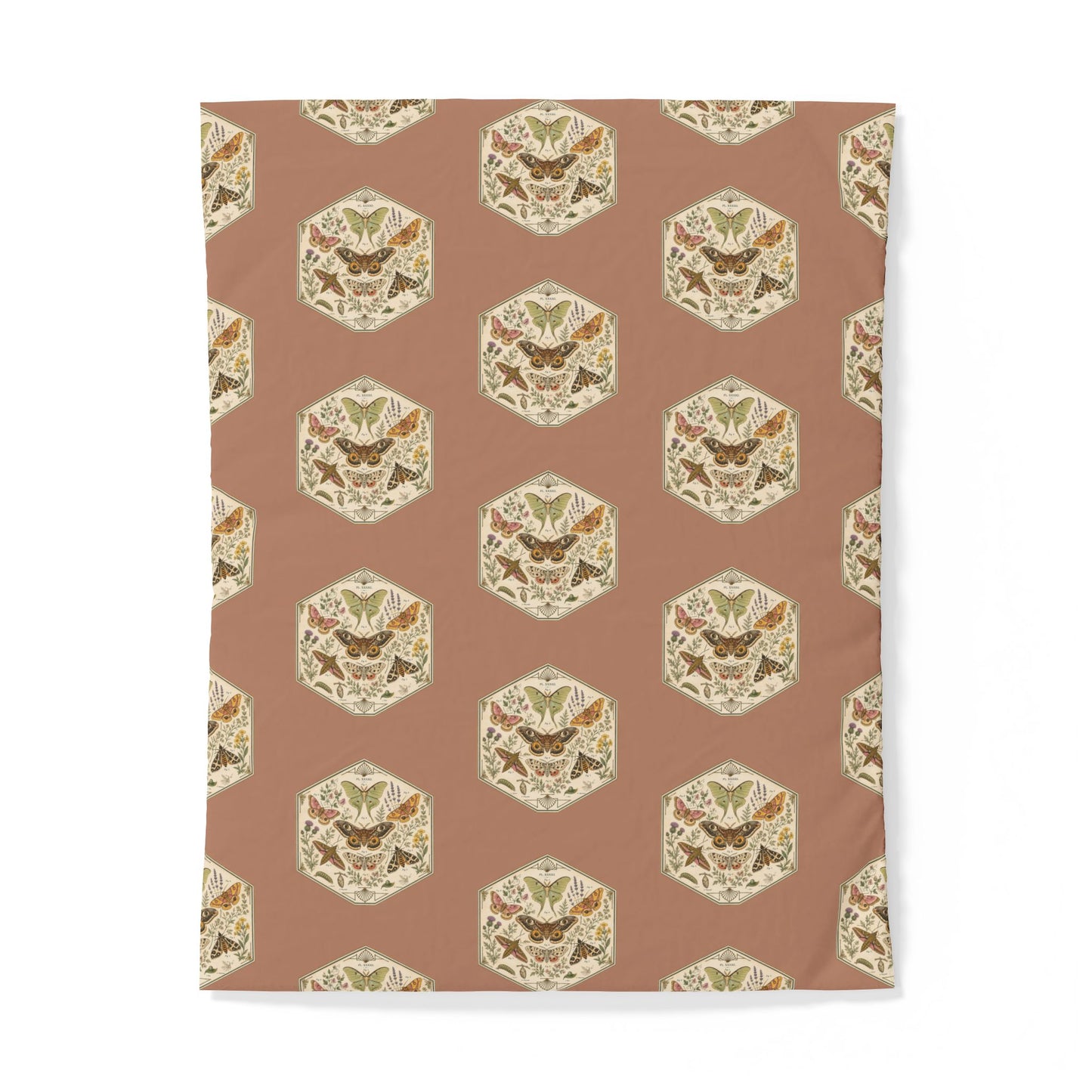 Vintage Botanical Hexagon Cotton Duvet Cover — Earth Tones Floral Pattern