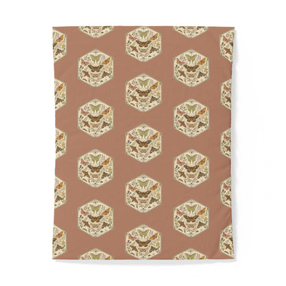 Vintage Botanical Hexagon Cotton Duvet Cover — Earth Tones Floral Pattern