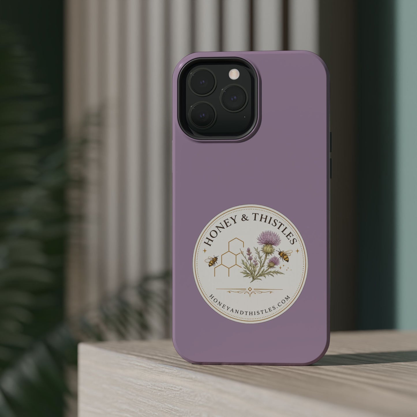 Floral Honey & Thistles Magnetic Phone Case — Impact-Resistant MagSafe-Compatible