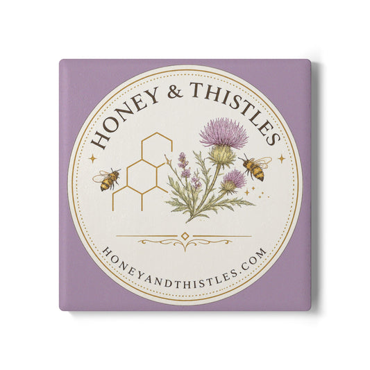 Honey & Thistles Logo Ceramic Coaster