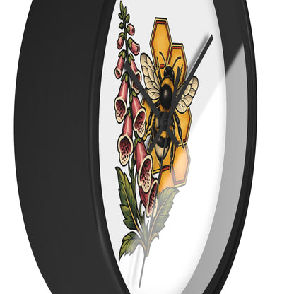 Clock, Wall Acrylic - Bee, Honeycomb & Foxglove