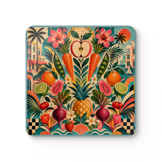 Tropical Fruit Cork Coaster (Set of 4)