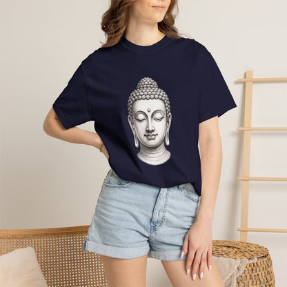 T‑Shirt, Short Sleeve Boxy Crew Neck - Mindful Zen Buddha Head