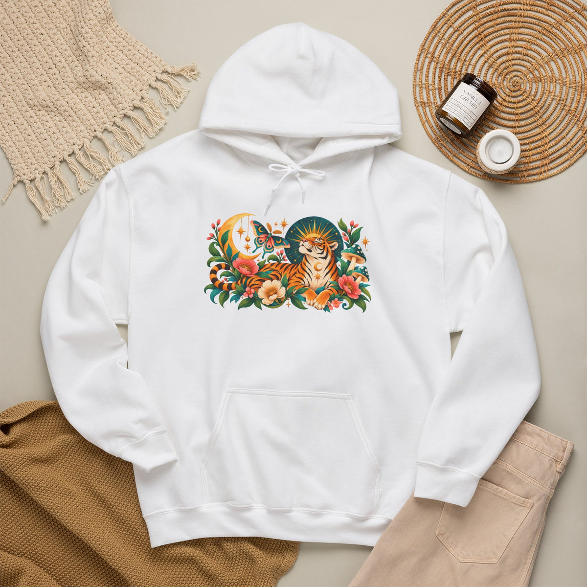 Hoodie - Tiger Moon Vintage Floral