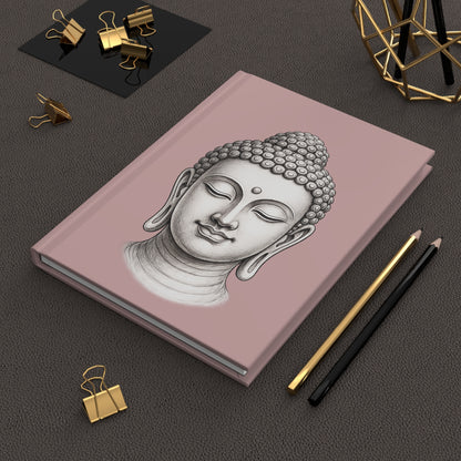 Journal Notebook, Lined Hardcover - Buddha Head (pale pink)