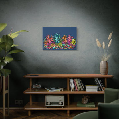 Canvass Art Print - Coral Reef (navy blue)