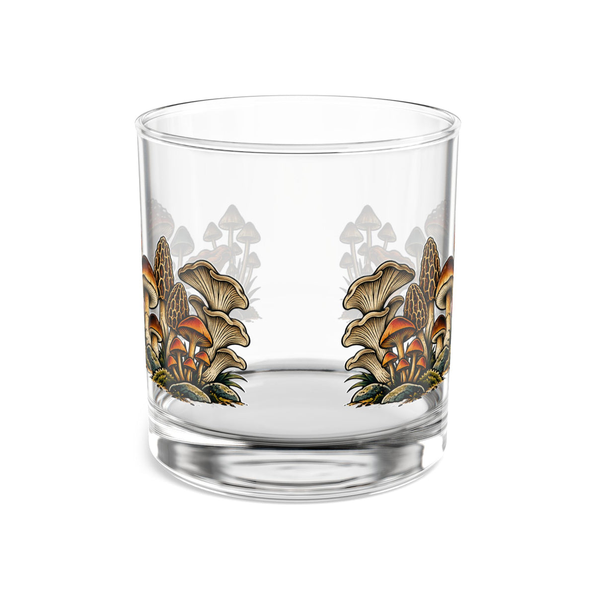 Glass, Rocks Glass Whiskey Tumbler 10oz - Mushroom Forest