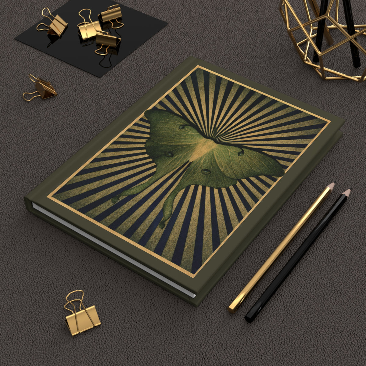 Journal Notebook, Hardcover Lined - Luna Moth Kaleidoscope Style