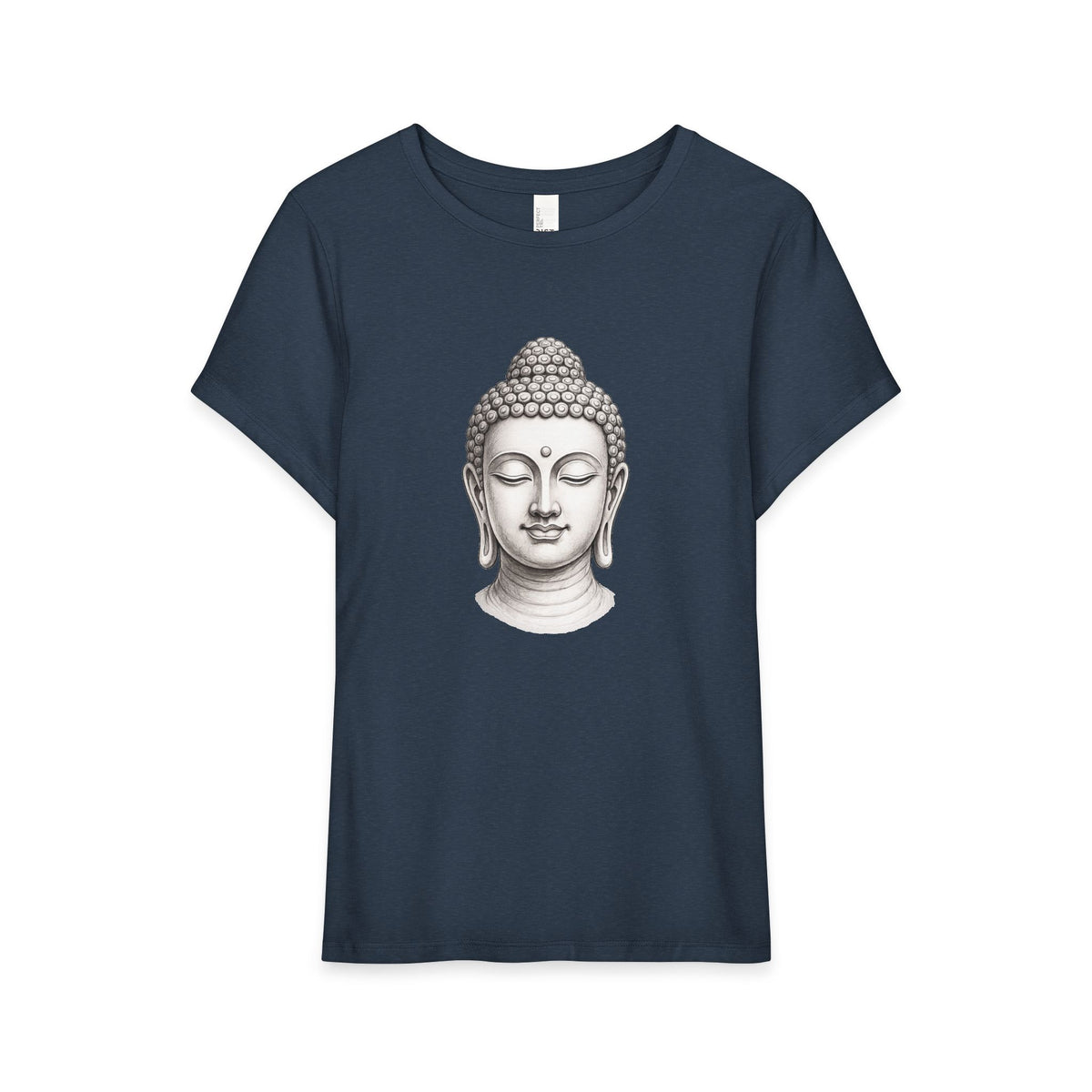 T-Shirt, Short Sleeve Wide Neck Relaxed Fit - Buddha Head