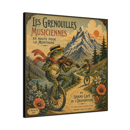 Vintage Frog Musicians Canvas Art – 'Les Grenouilles Musiciennes' Stretched Matte Print
