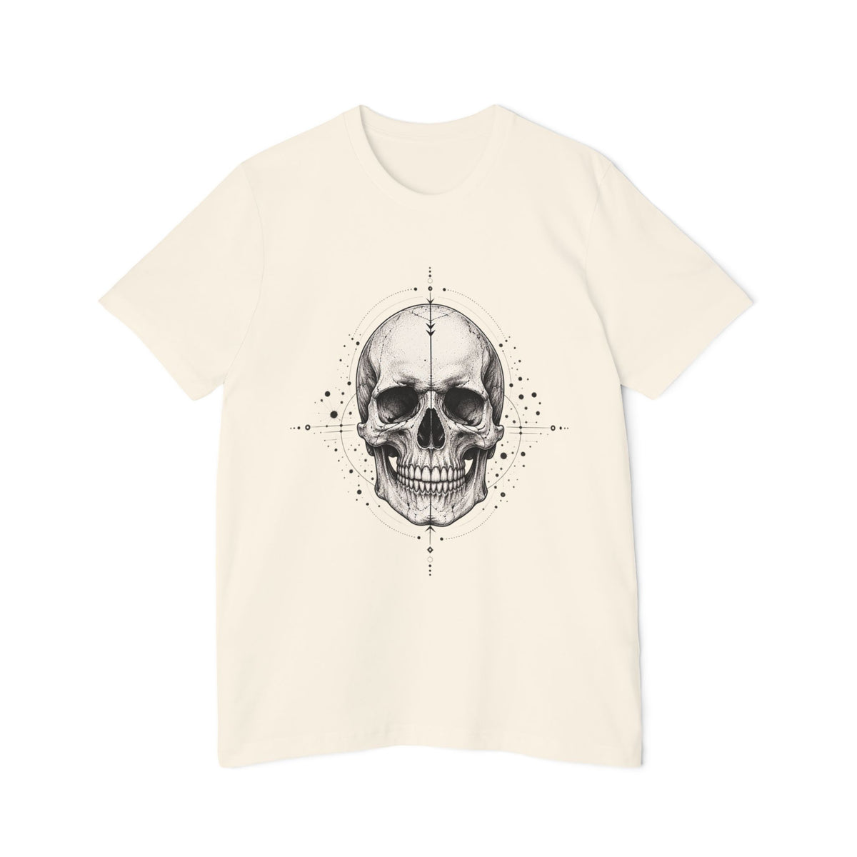 T-Shirt, Short Sleeve Boxy Crew Neck - Geometric Skull