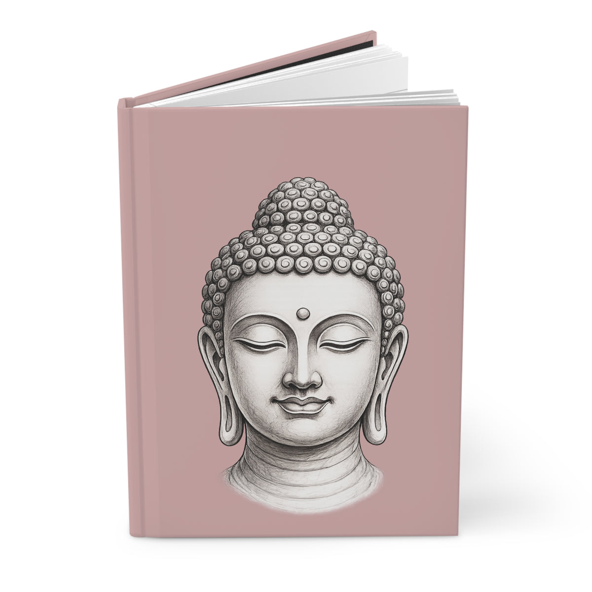 Journal Notebook, Lined Hardcover - Buddha Head (pale pink)