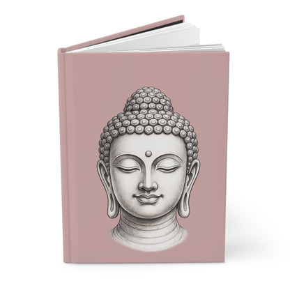 Journal Notebook, Lined Hardcover - Buddha Head (pale pink)