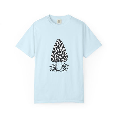 T-Shirt, Short Sleeve Boxy Crew Neck - Hand-Drawn Forager Morel Mushroom