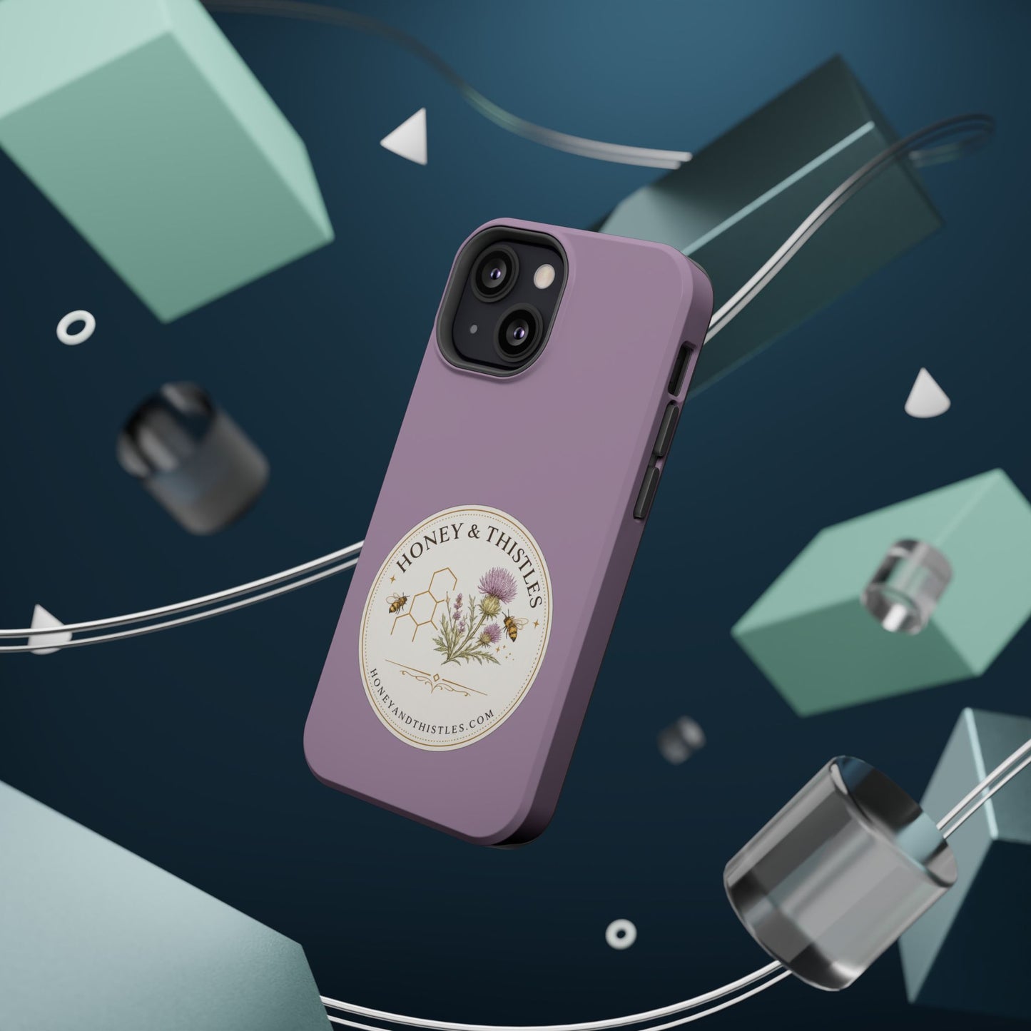 Floral Honey & Thistles Magnetic Phone Case — Impact-Resistant MagSafe-Compatible