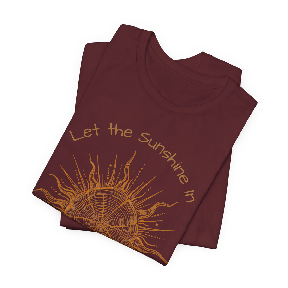 T-Shirt, Short Sleeve Boxy Crew Neck - Let the Sunshine In Sun Positive Vibes