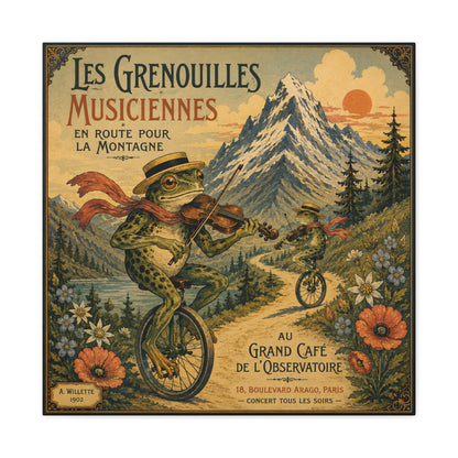 Vintage Frog Musicians Canvas Art – 'Les Grenouilles Musiciennes' Stretched Matte Print