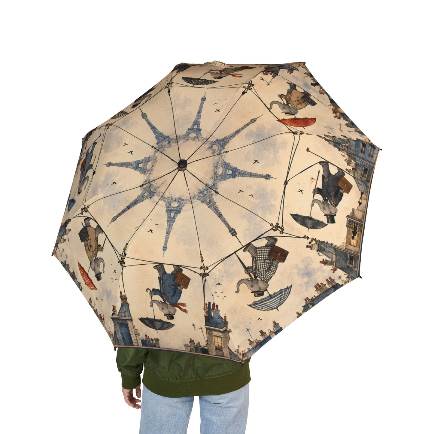 Parisian Elephants on High Wires in the Rain Umbrella