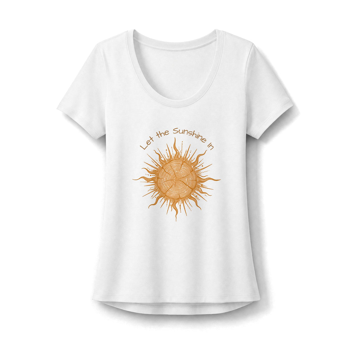T-Shirt, Short Sleve Scoop Neck - Sun & Tree Let the Sunshine In
