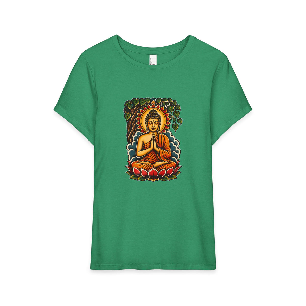 T-Shirt, Short Sleeve Boxy Crew Neck - Buddha & Lotus