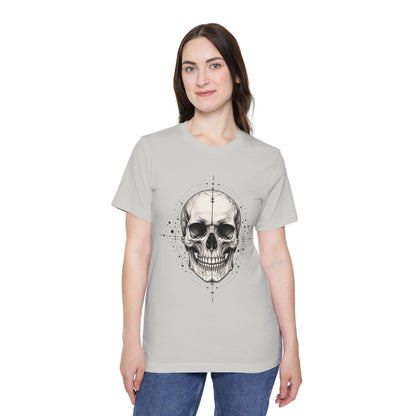 T-Shirt, Short Sleeve Boxy Crew Neck - Geometric Skull