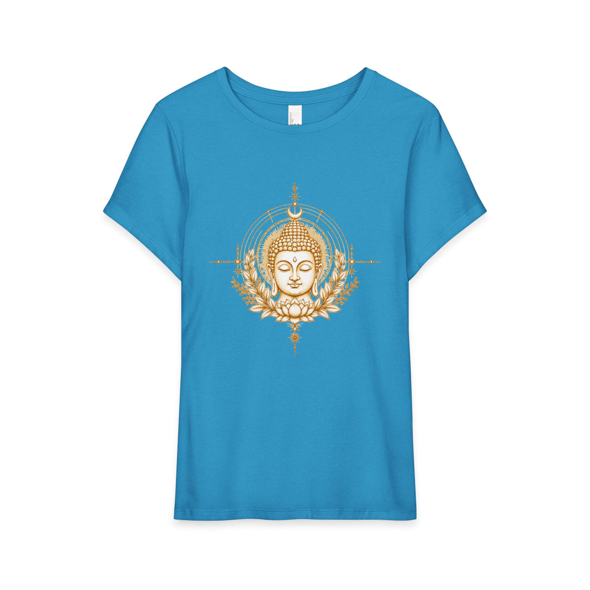 T-Shirt, Short Sleeve Wide Neck Relaxed Fit - Buddha Mandala