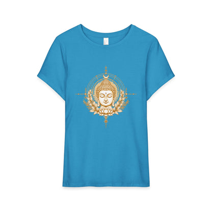 T-Shirt, Short Sleeve Wide Neck Relaxed Fit - Buddha Mandala