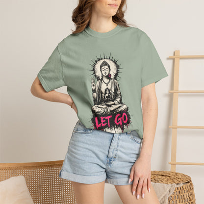 T-Shirt, Short Sleeve Boxy Crew Neck - Buddha "Let Go"