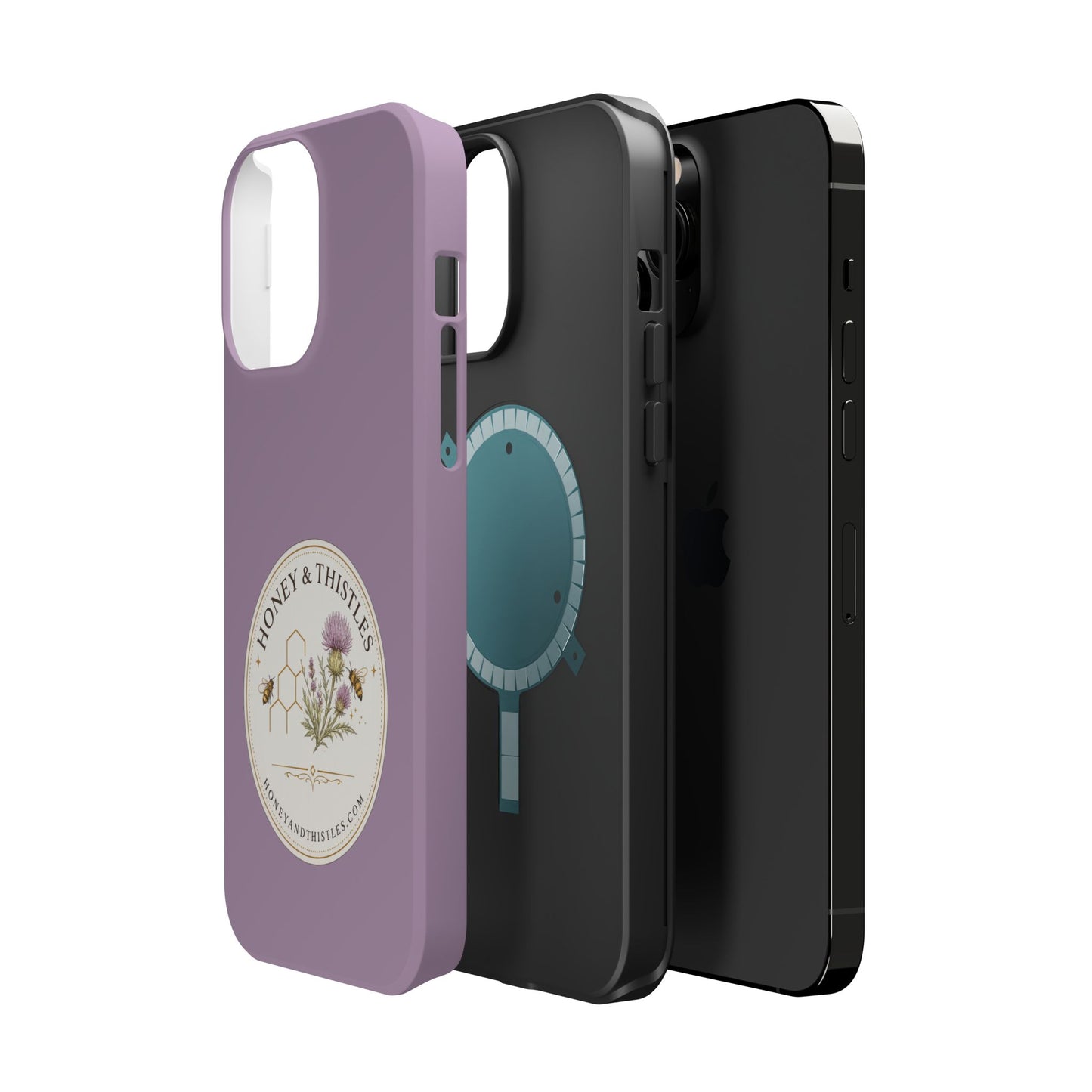 Floral Honey & Thistles Magnetic Phone Case — Impact-Resistant MagSafe-Compatible