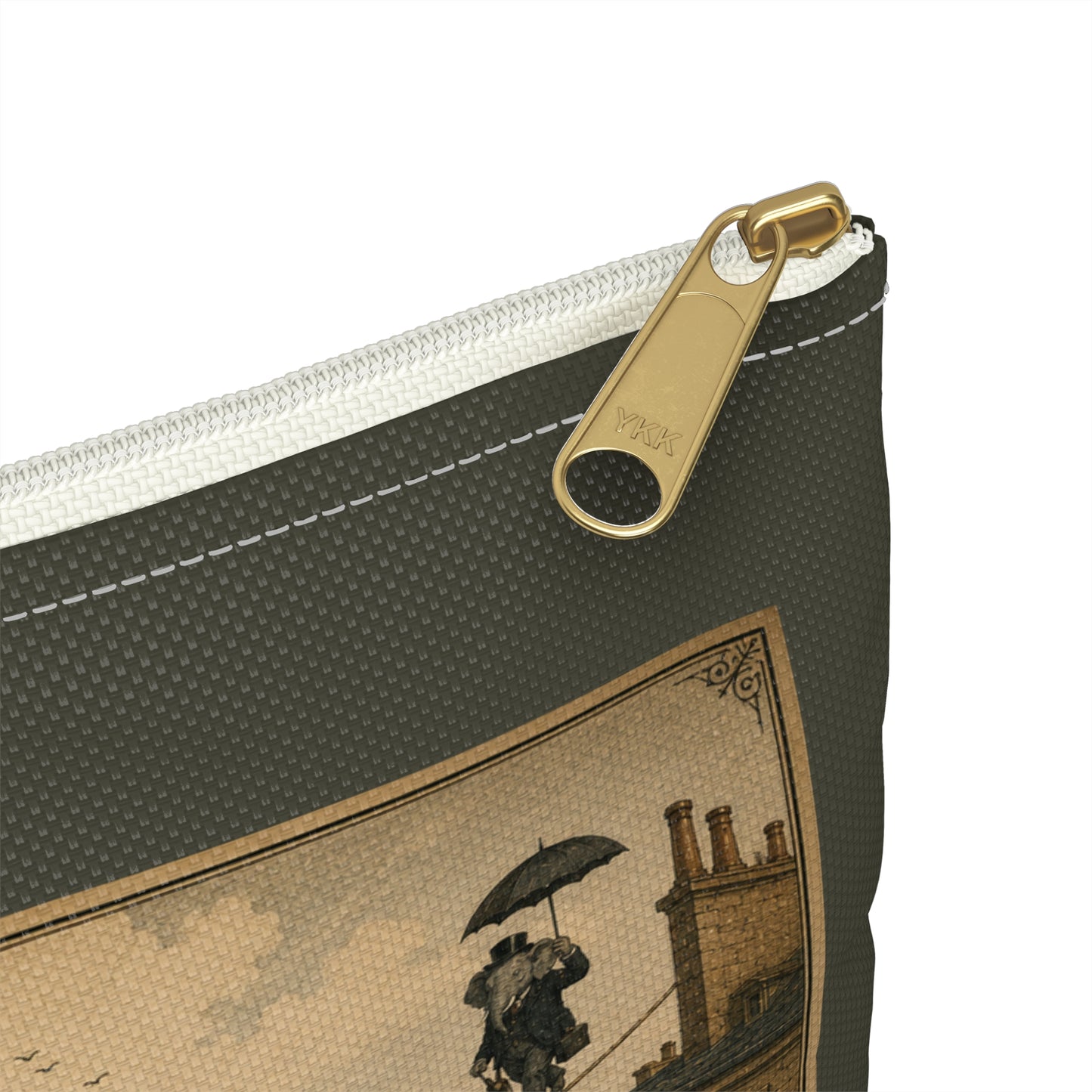 Vintage 'Équilibre de Bureau' Accessory Pouch – Retro Circus Elephant Tightrope Design