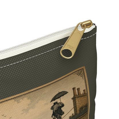 Vintage 'Équilibre de Bureau' Accessory Pouch – Retro Circus Elephant Tightrope Design
