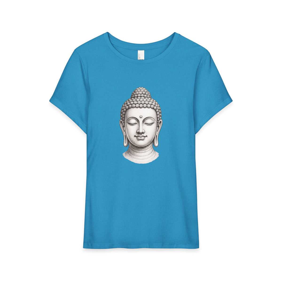 T-Shirt, Short Sleeve Wide Neck Relaxed Fit - Buddha Head