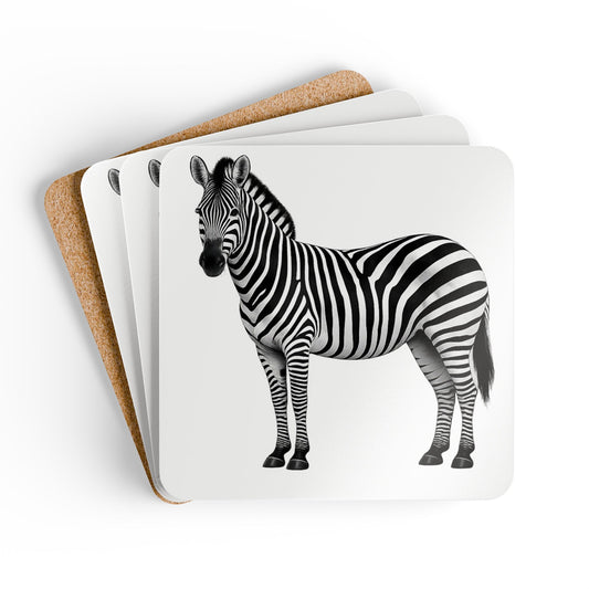 Zebra Cork Coaster Set (4-Pack)